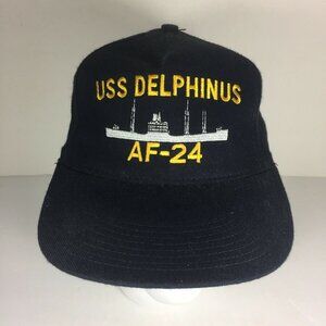 USS DELPHINUS AF-24 Cap Hat Black WWII US Navy Ship NEW Never Worn Military
